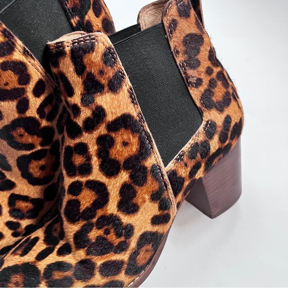 Madewell Regan Leopard Print Calf Hair Chelsea Ankle Boots Size 6 - Picture 3 of 12